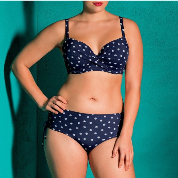 Dorina Aqua bikini top Dominica 38D NWT navy dot - Picture 2 of 4